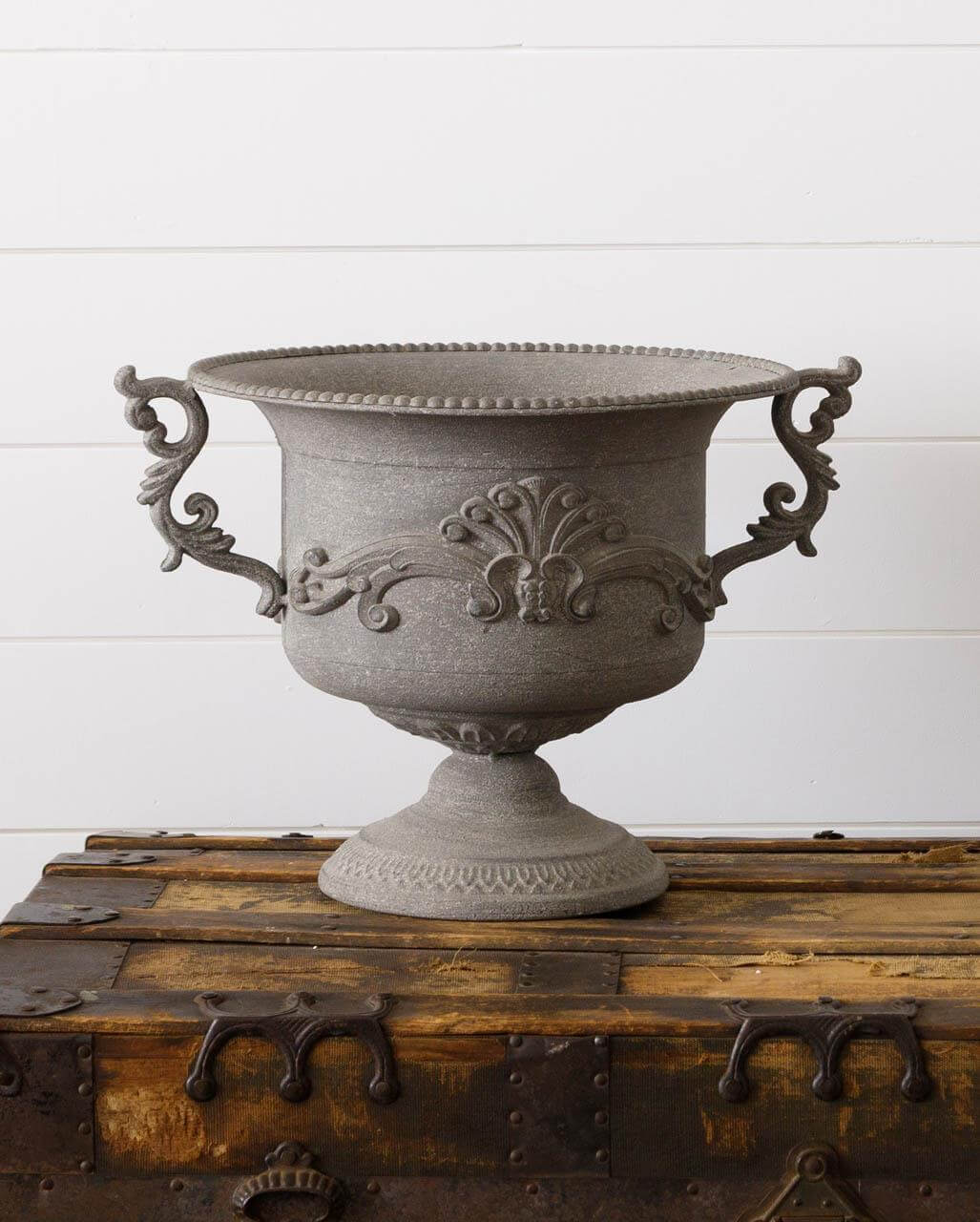 urn planter indoor Ornate Metal Urn Planter