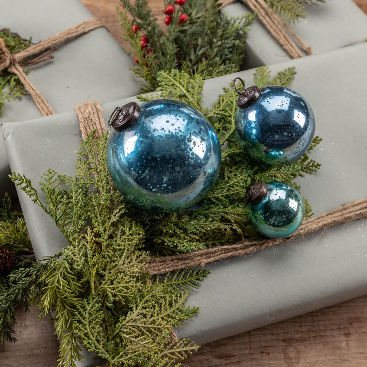Blue Kugel Ornament Vintage Crossroads
