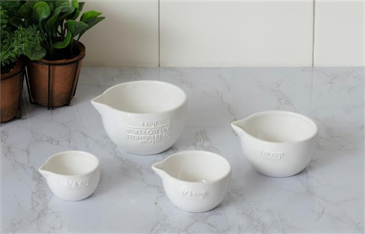 White Cottage Ceramic Measuring Cups