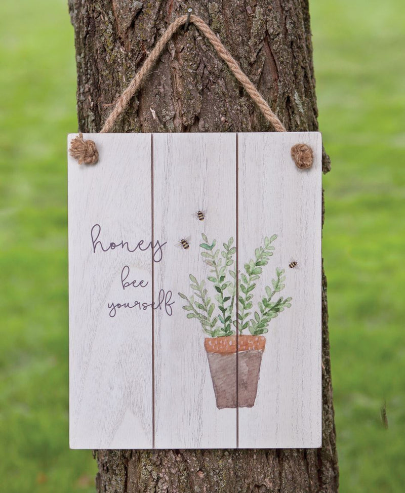 Honey Bee Yourself Distressed Shiplap Sign