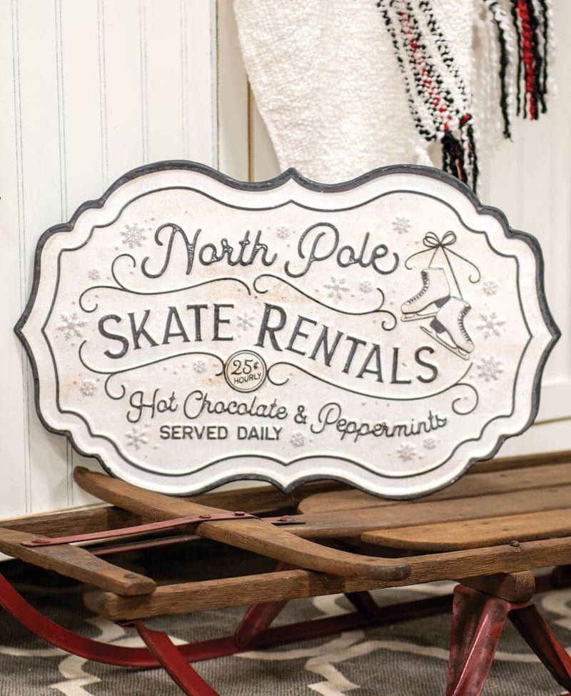 Black & White North Pole Skate Rentals Sign
