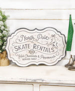 Black & White North Pole Skate Rentals Sign