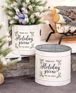 Holiday Greens Distressed Metal Pail