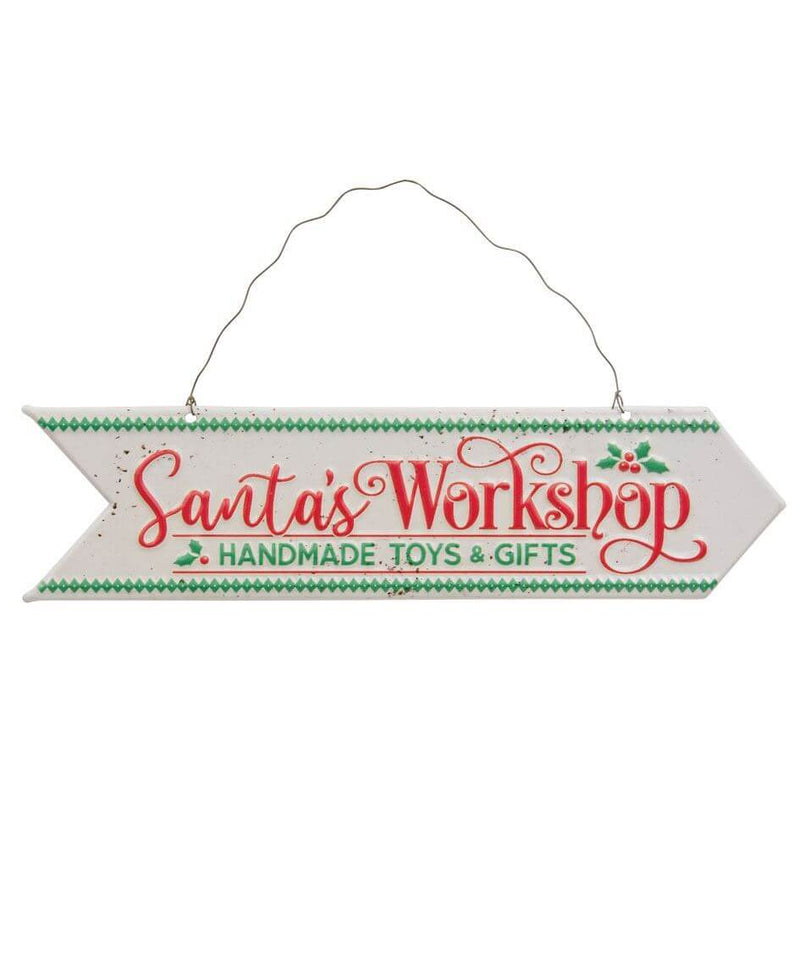 Santa's Workshop Metal Hanging Sign
