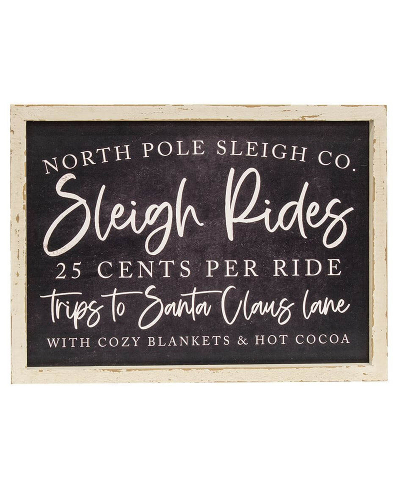 North Pole Sleigh Rides Wooden Sign