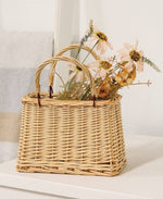 Natural Willow Tapered Basket w/Handles