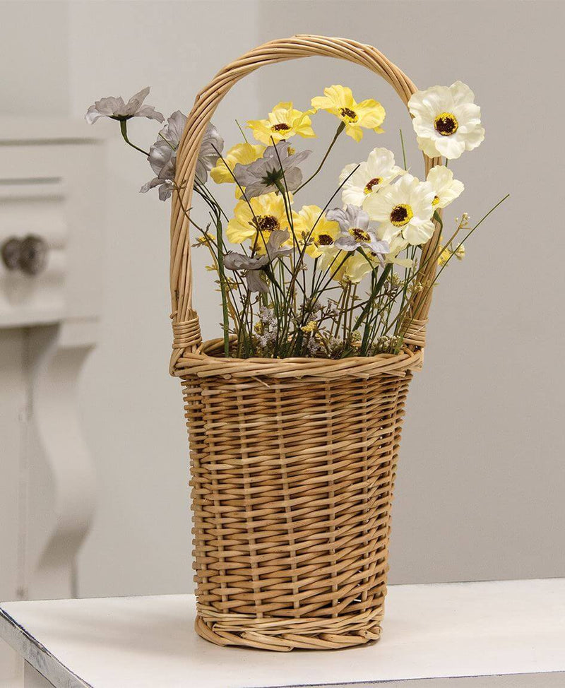 Natural Willow Flower Basket w/Handle