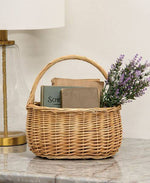 Natural Willow Oval Gathering Basket w/Handle