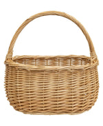 Natural Willow Oval Gathering Basket w/Handle