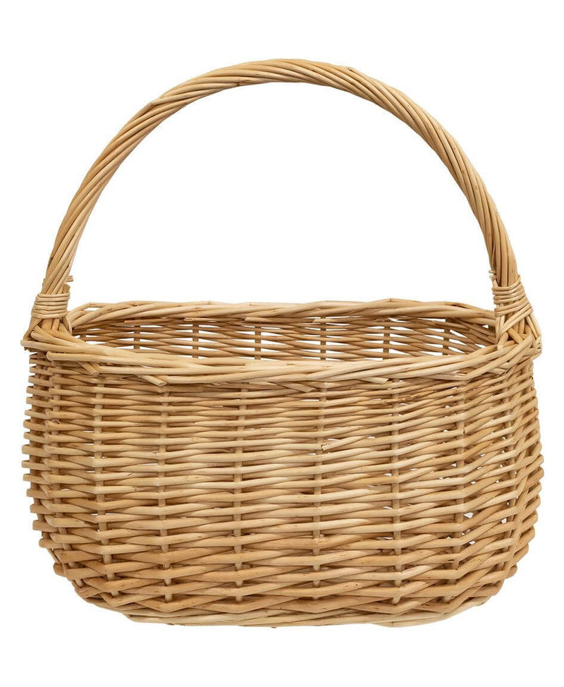 Natural Willow Oval Gathering Basket w/Handle