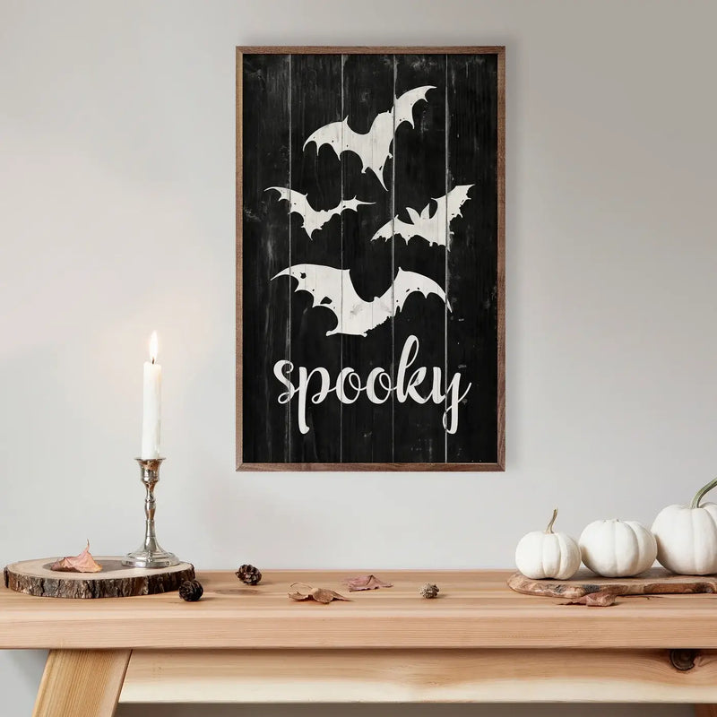 Spooky Bats Wood Framed Print