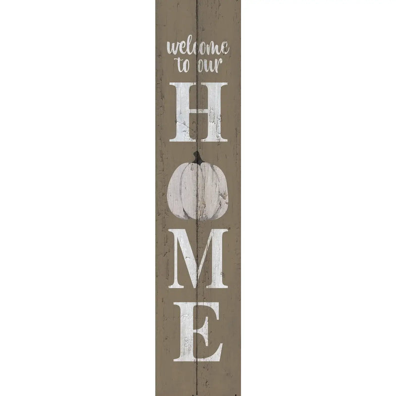 Welcome To Our Home Pumpkin Gray Leaner
