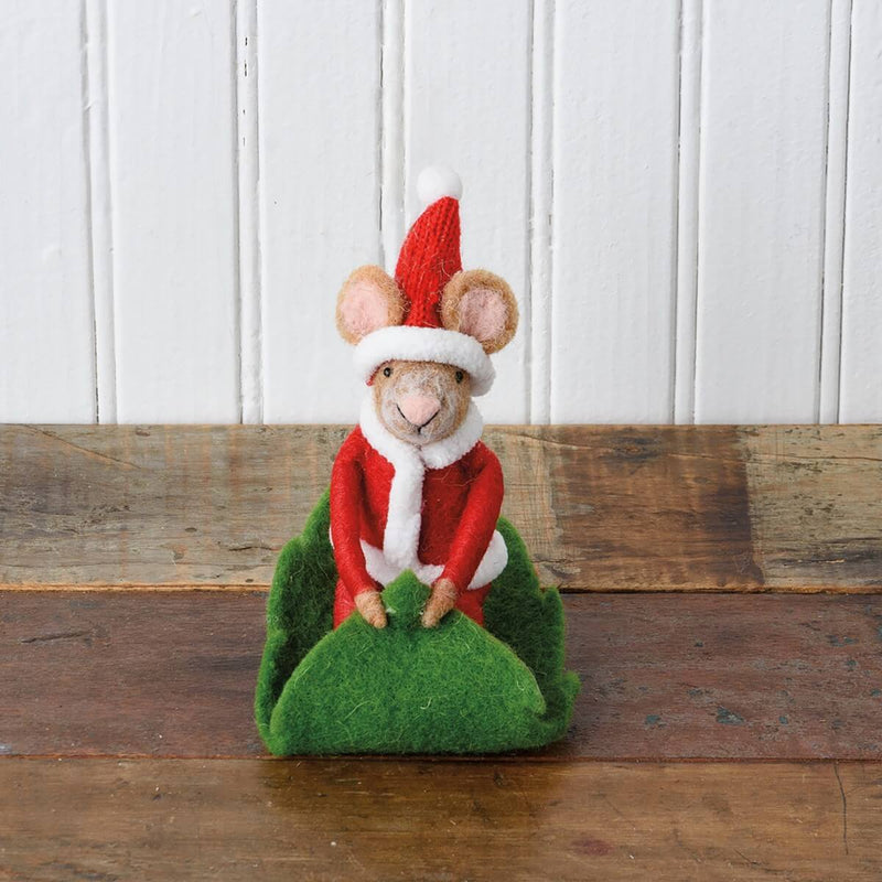 Santa Mouse Sledding Ornament