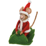 Santa Mouse Sledding Ornament