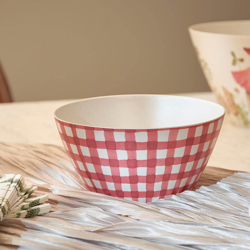 Mushroom Study Gingham Small Bowl