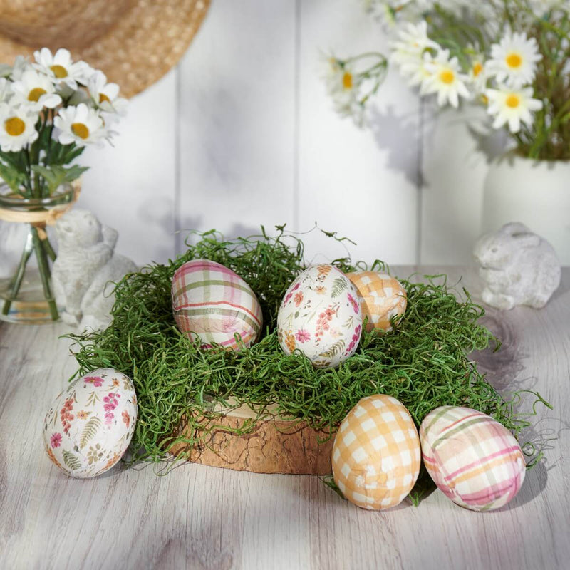 Floral And Gingham Wooden Eggs