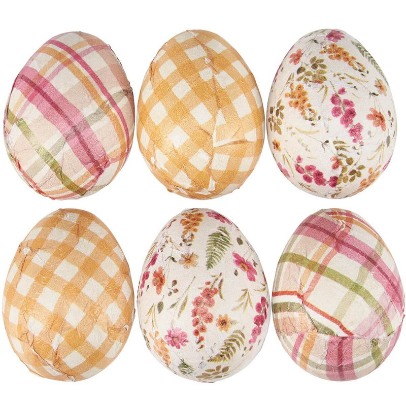 Floral And Gingham Wooden Eggs