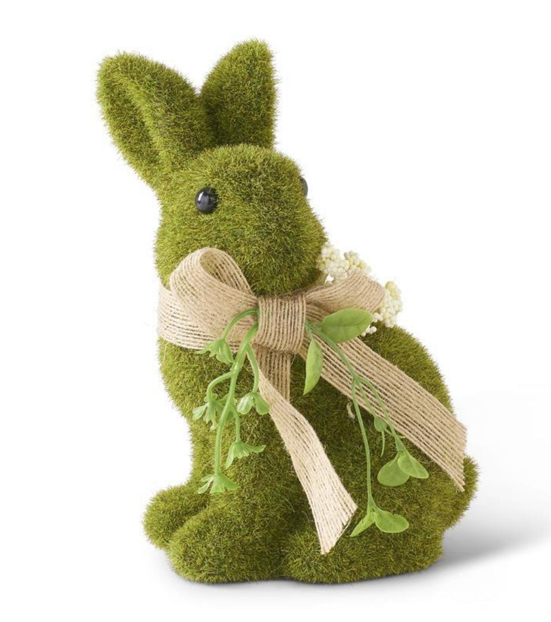 Mossy Sitting Bunny With Burlap Bow