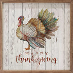 Happy Thanksgiving Turkey Wood Framed Print