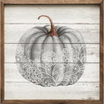 Lace Gray Pumpkin Wood Framed Print