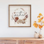 Autumn Gather Wreath Wood Framed Print