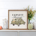 Harvest Blessings Pumpkin Truck Wood Framed Print