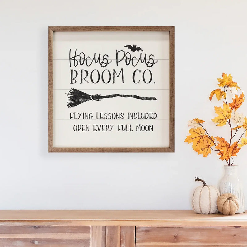 Hocus Pocus Broom Co Flying Lessons Wood Framed Print