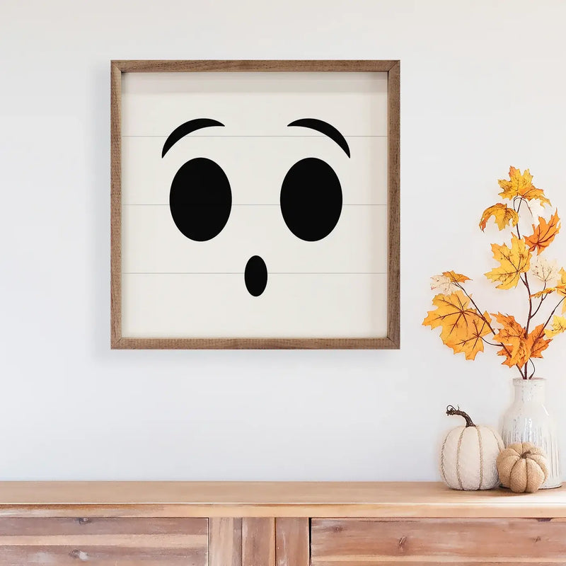 Spooky Ghost Face Wood Framed Print