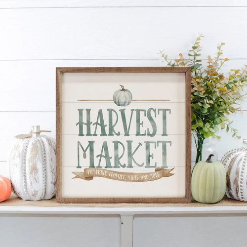 Watercolor Harvest Market Pumpkin Wood Framed Print