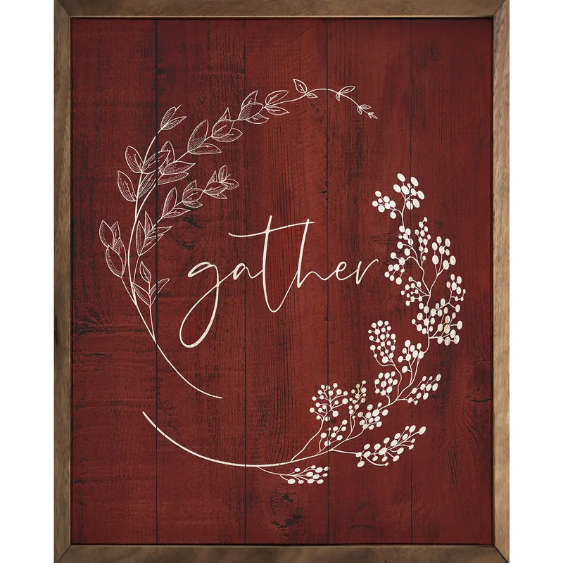 Gather Wreath Wood Framed Print