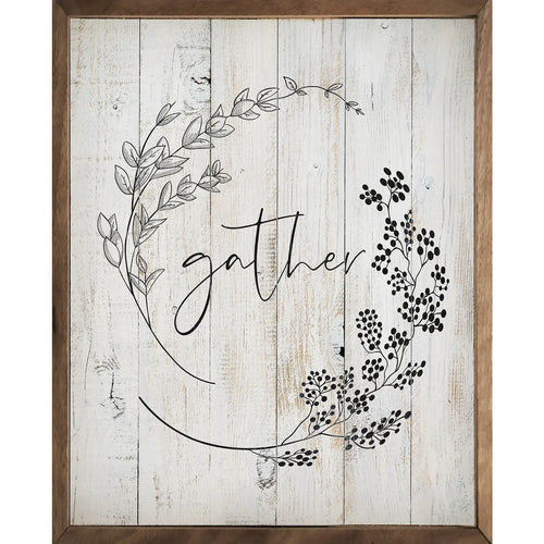 Gather Wreath Wood Framed Print