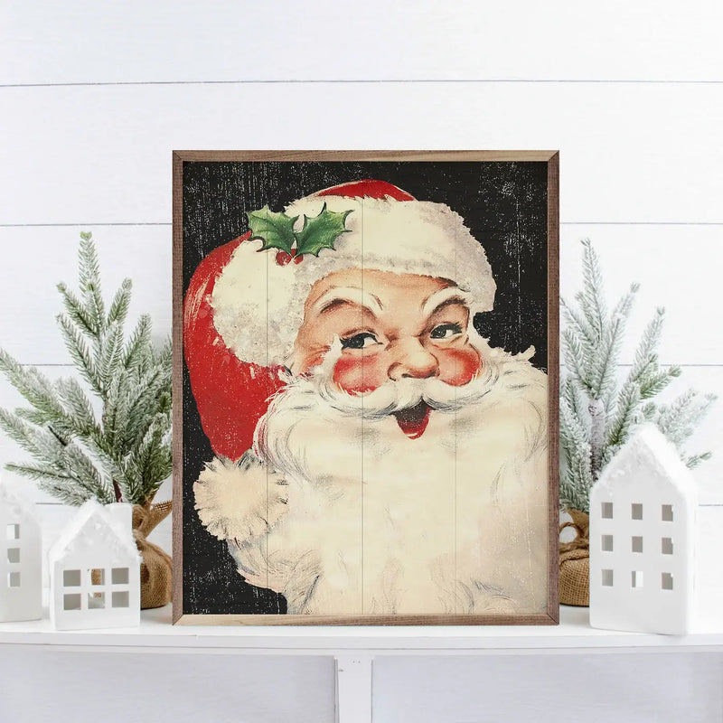 Rosy Cheeks Classic Santa Wood Framed Print