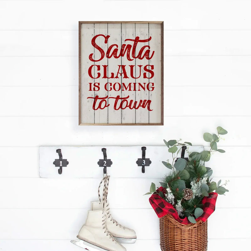 Santa Claus Is Coming To Town Wood Framed Print