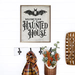 Welcome To Our Haunted House  Wood Framed Print
