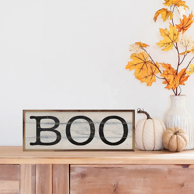 Whitewashed Boo Wood Framed Print