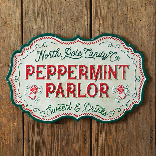 North Pole Peppermint Parlor Metal Wall Sign