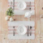 Antique White Stripe Coral Placemat Set