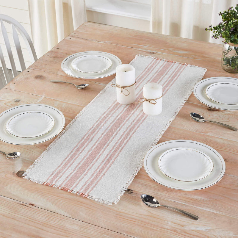 Antique White Stripe Coral Table Runner