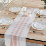 Antique White Stripe Coral Table Runner