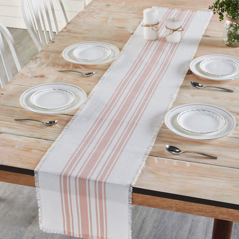 Antique White Stripe Coral Table Runner