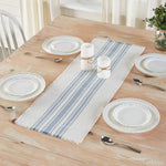 Antique White Stripe Blue Table Runner