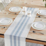 Antique White Stripe Blue Table Runner