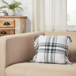 Harper Plaid Green White Woven Throw