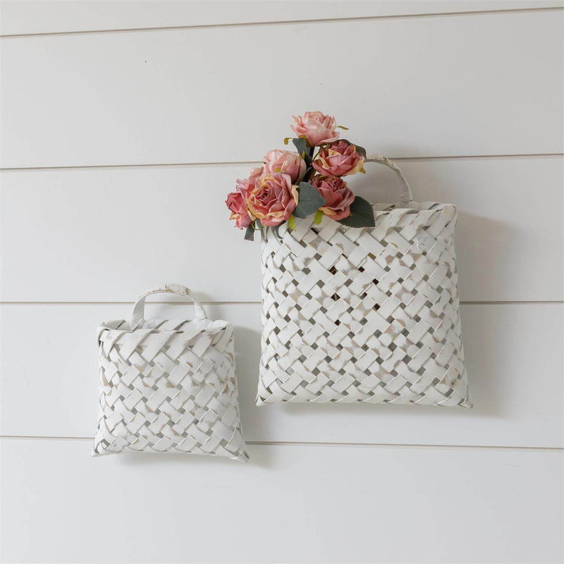 White Chipwood Wall Hanging Basket