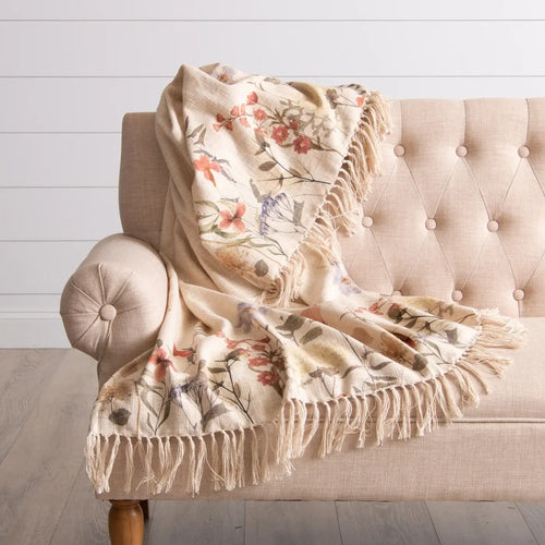 Dried Flowers Throw Blanket