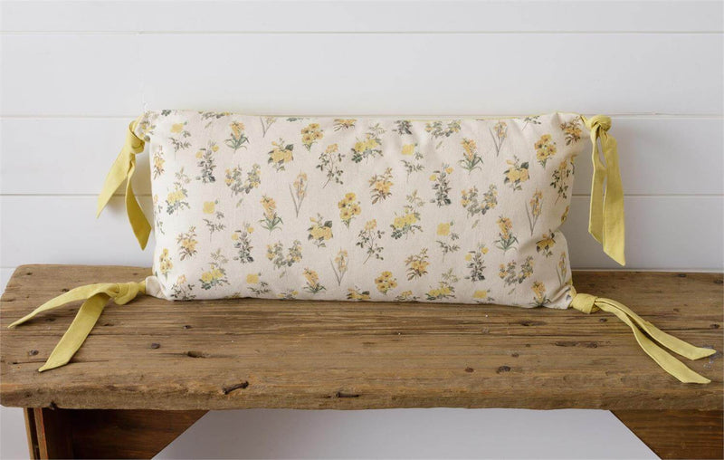 Yellow Flowers Lumbar Pillow