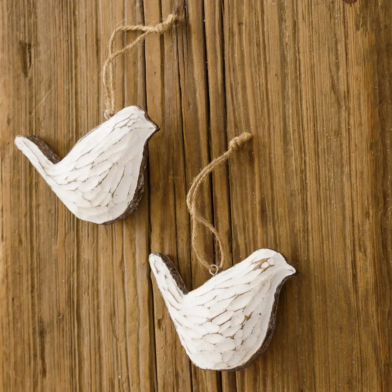 Carved Faux Wood Bird Ornament