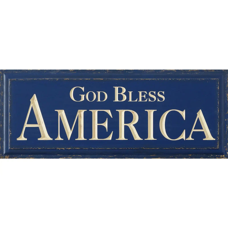God Bless America Carved Wood Sign