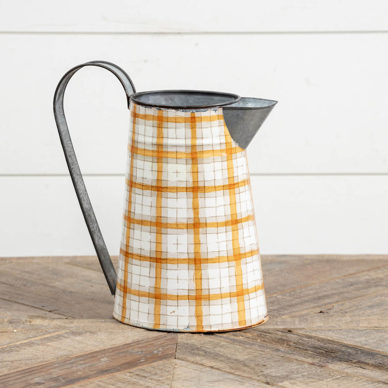 Fall Plaid Farmhouse Pitcher Vase