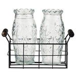 Vintage Style Glass Vases With Caddy